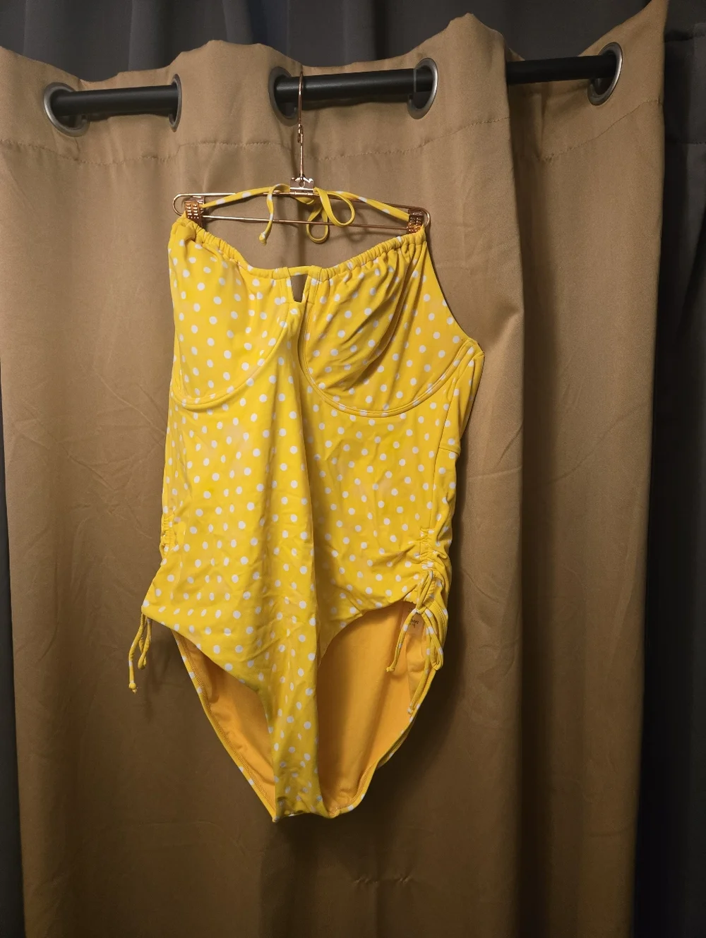 Ashley Graham Swimsuits for All Underwire Polka Dot Women's Yellow Size 20 NWT
